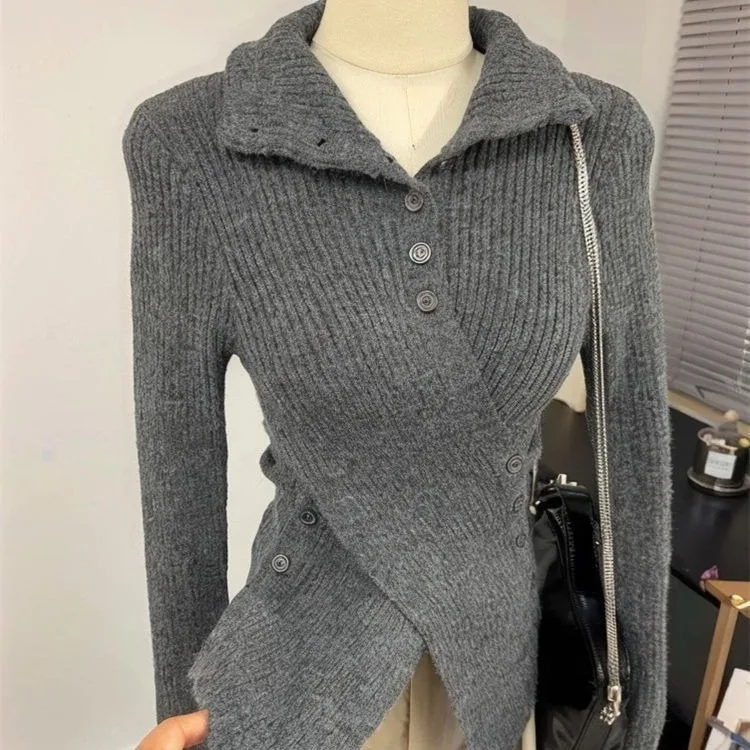 Korean Chic Elegant Slim Fit Cardigan Cross Button Simple Long Sleeve Turtleneck Sweaters Autumn All-match Solid Jumper
Korean Chic Elegant Slim Fit Cardigan Cross Button Simple Long Sleeve Turtleneck Sweaters Autumn All-match Solid Jumper