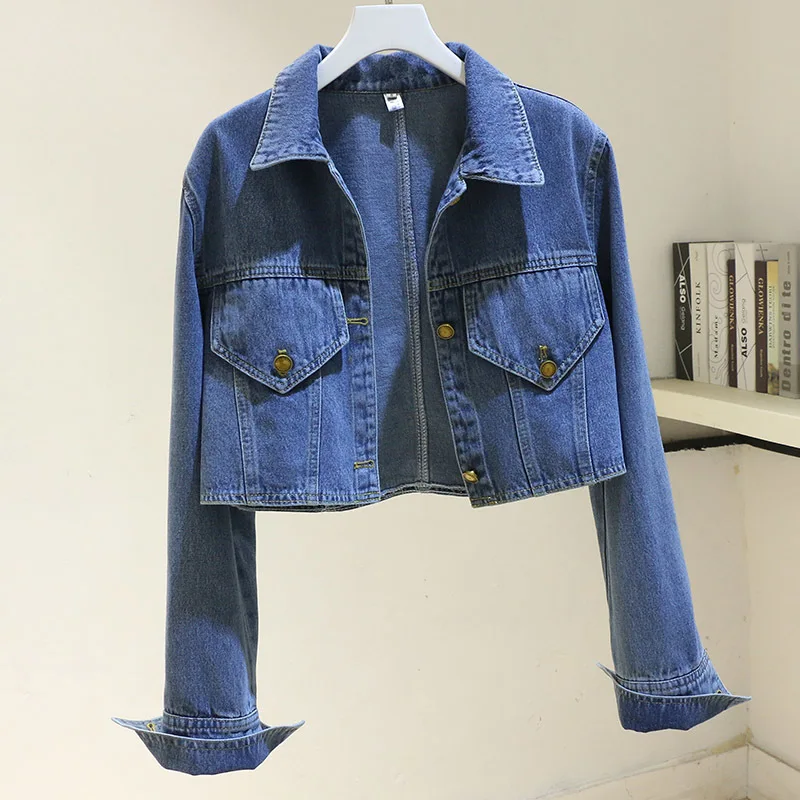 Vintage Blue Long Sleeve Denim Jacket Women Harajuku Slim Short Cowboy Outerwear Spring Autumn Korean Jeans Jacket Coat Female
Vintage Blue Long Sleeve Denim Jacket Women Harajuku Slim Short Cowboy Outerwear Spring Autumn Korean Jeans Jacket Coat Female