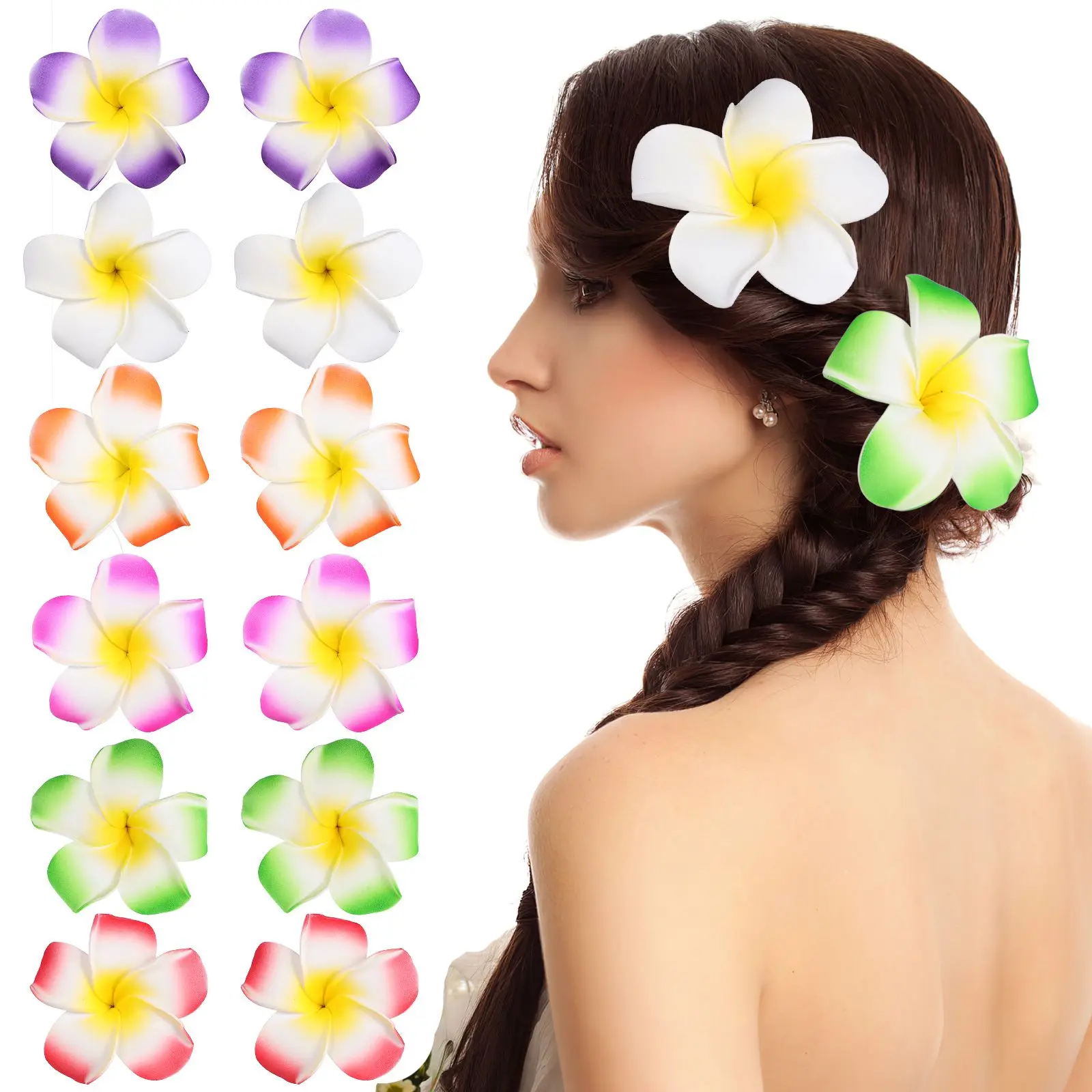 12Pcs Plumeria Flower Hair Clips Colorful Foam Bobby Pins Women Hawaiian Decorations for Parties Weddings Shore Events
12Pcs Plumeria Flower Hair Clips Colorful Foam Bobby Pins Women Hawaiian Decorations for Parties Weddings Shore Events