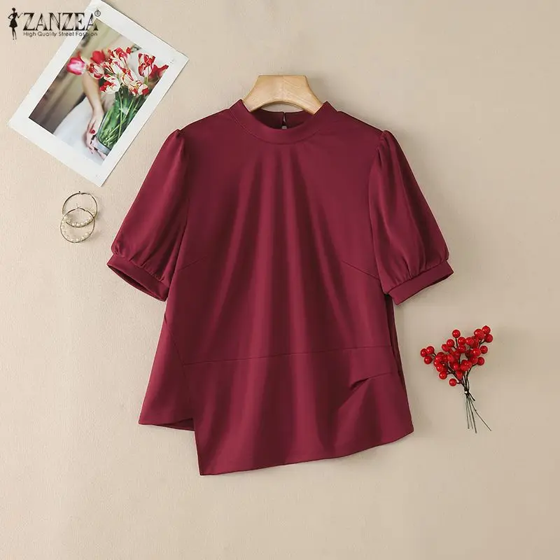 Summer Short Sleeve Tops ZANZEA Elegant Women Blouses Irregular Tops Solid Color OL Work Party Tee S-3XL Blusas Tunic Streetwear
Summer Short Sleeve Tops ZANZEA Elegant Women Blouses Irregular Tops Solid Color OL Work Party Tee S-3XL Blusas Tunic Streetwear
