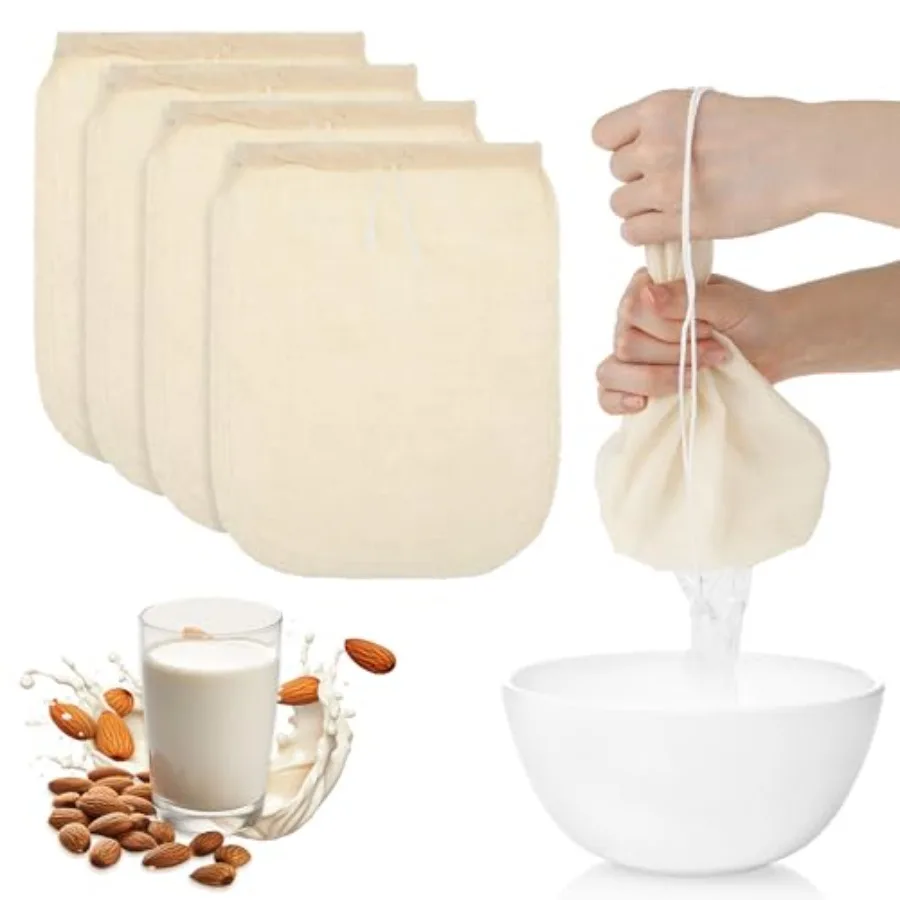 4 Pack Nut Milk Bag 8 × 6 Inch Fine Mesh Cheese Cloth Multiple Usage Reusable Food Strainer Professional Cold Brew Filter for S
4 Pack Nut Milk Bag 8 × 6 Inch Fine Mesh Cheese Cloth Multiple Usage Reusable Food Strainer Professional Cold Brew Filter for S