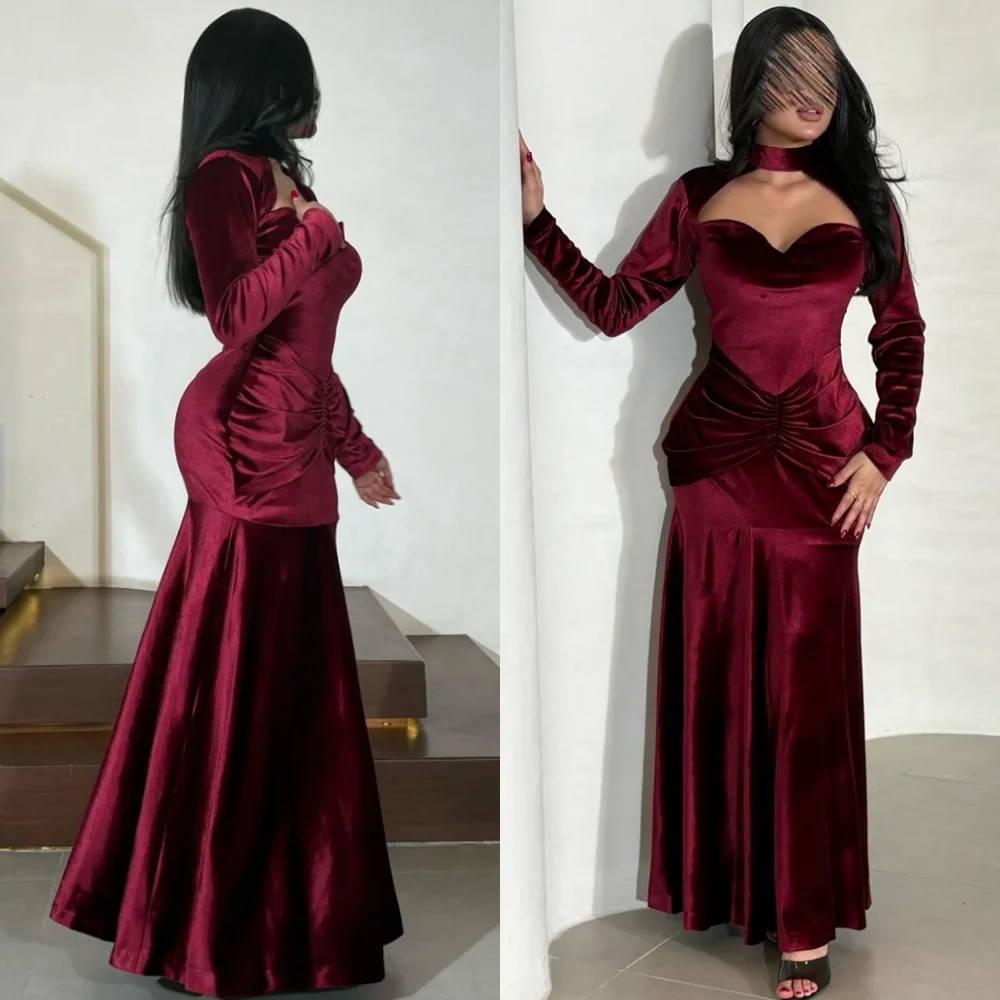 Customized Elegant Burgundy Velour Evening Dresses Fashion Sweetheart Long Sleeves Homecoming Dresses Exquisite Prom Dress
Customized Elegant Burgundy Velour Evening Dresses Fashion Sweetheart Long Sleeves Homecoming Dresses Exquisite Prom Dress