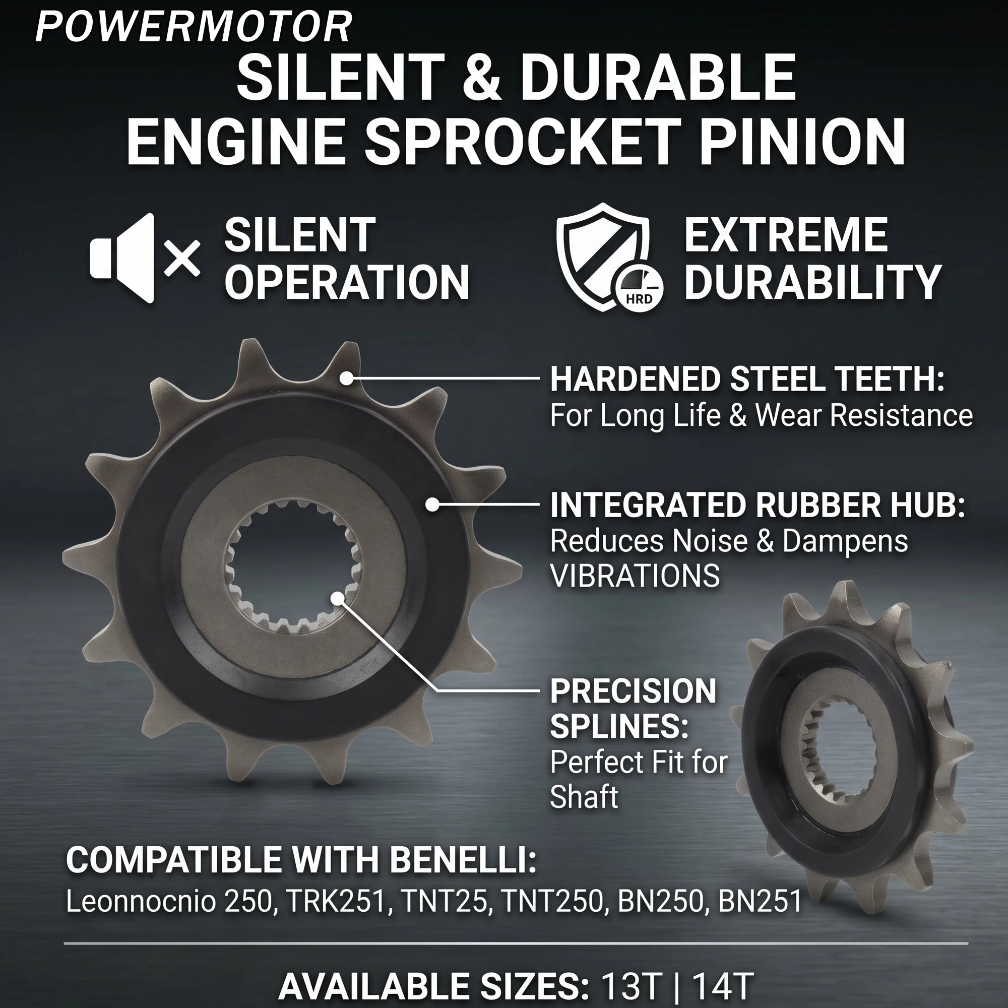 13T 14T Motorcycle Egnine Sprocket Pinion Rear Sprocket Part for Benelli Leonocnio 250 TRK251 TNT25 TNT250 TNT 25 250 BN 250 251
13T 14T Motorcycle Egnine Sprocket Pinion Rear Sprocket Part for Benelli Leonocnio 250 TRK251 TNT25 TNT250 TNT 25 250 BN 250 251