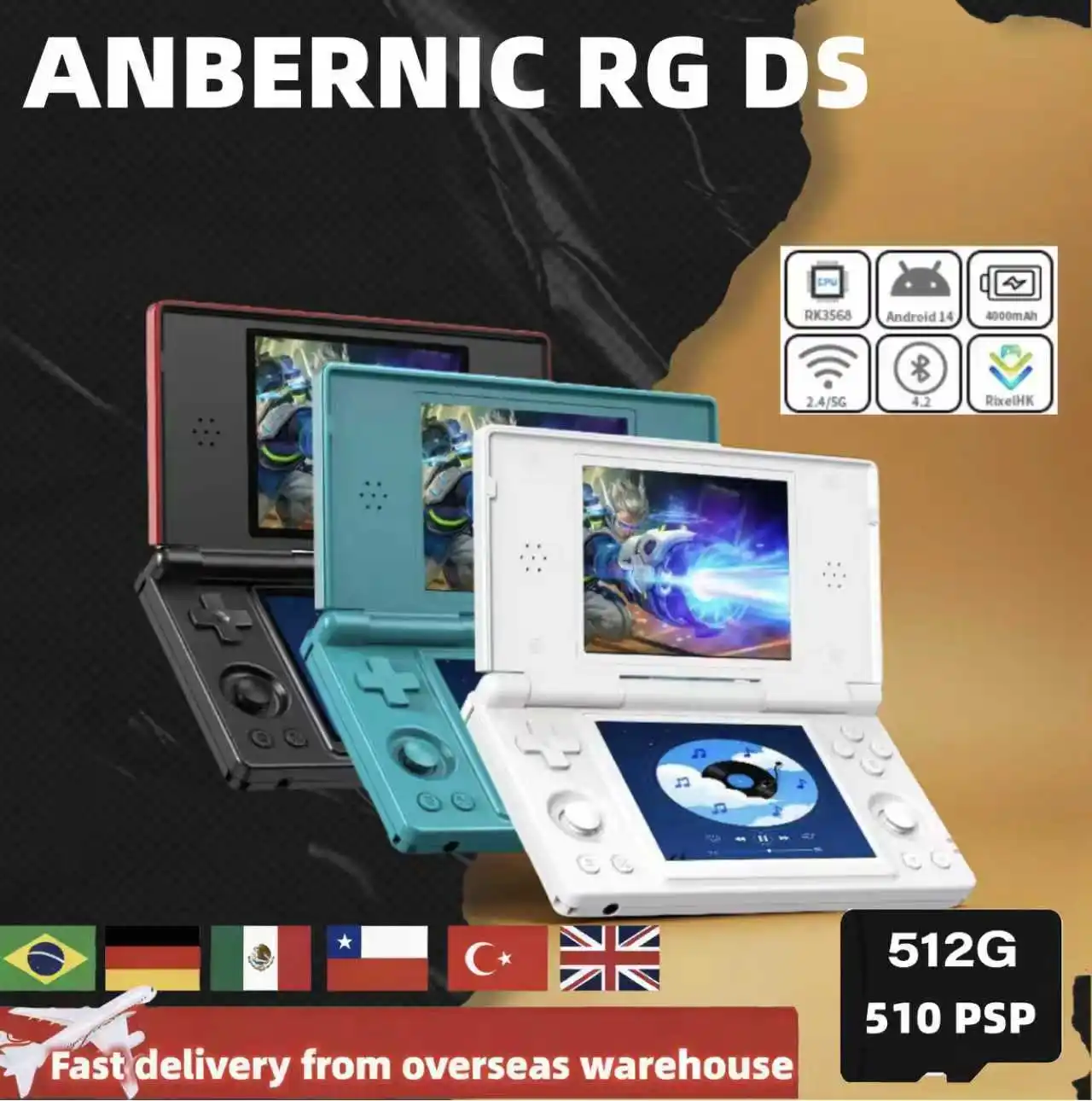 ANBERNIC RG DS Handheld Game Console Dual-screen Flip Video Games Player RK3568 64-bit 4IPS Multi-touch Screen Android14 RGDS
ANBERNIC RG DS Handheld Game Console Dual-screen Flip Video Games Player RK3568 64-bit 4IPS Multi-touch Screen Android14 RGDS