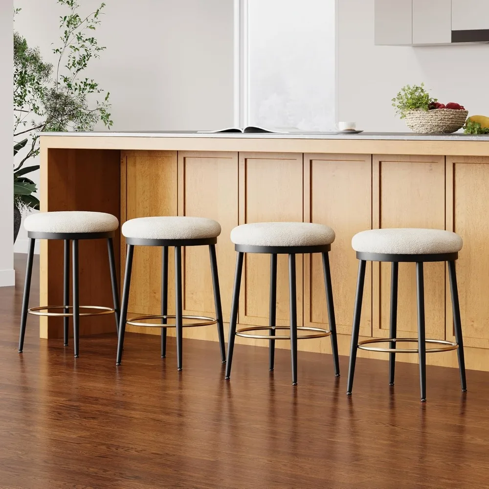 Modern Counter Stools, Set of 4 Upholstered Bar Chairs with Metal Base and Cushioned Seat
Modern Counter Stools, Set of 4 Upholstered Bar Chairs with Metal Base and Cushioned Seat