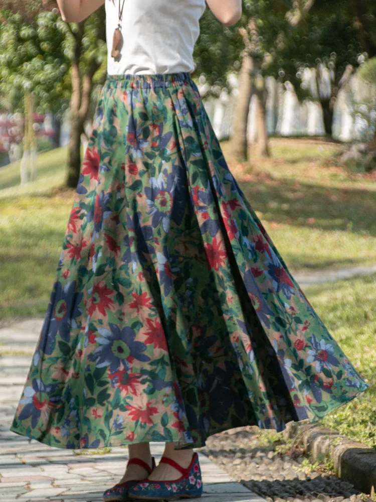 TIYIHAILEY Long Maxi Women Cotton And Linen Print Skirts Big Hem New Fashion A-line Elastic High Waist 2025 New Flowers
TIYIHAILEY Long Maxi Women Cotton And Linen Print Skirts Big Hem New Fashion A-line Elastic High Waist 2025 New Flowers