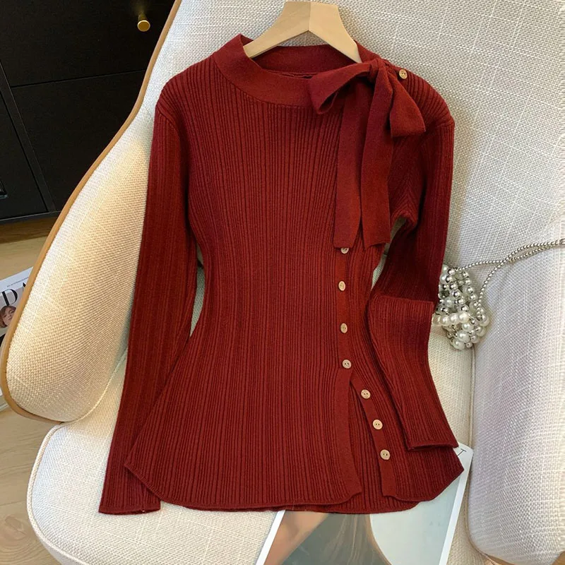 Women's Clothing Fashion Bow Lace Up Single Breasted Slim Knit Tops Spring Autumn Solid Elastic Y2K O-neck Long Sleeve Pullovers
Women's Clothing Fashion Bow Lace Up Single Breasted Slim Knit Tops Spring Autumn Solid Elastic Y2K O-neck Long Sleeve Pullovers