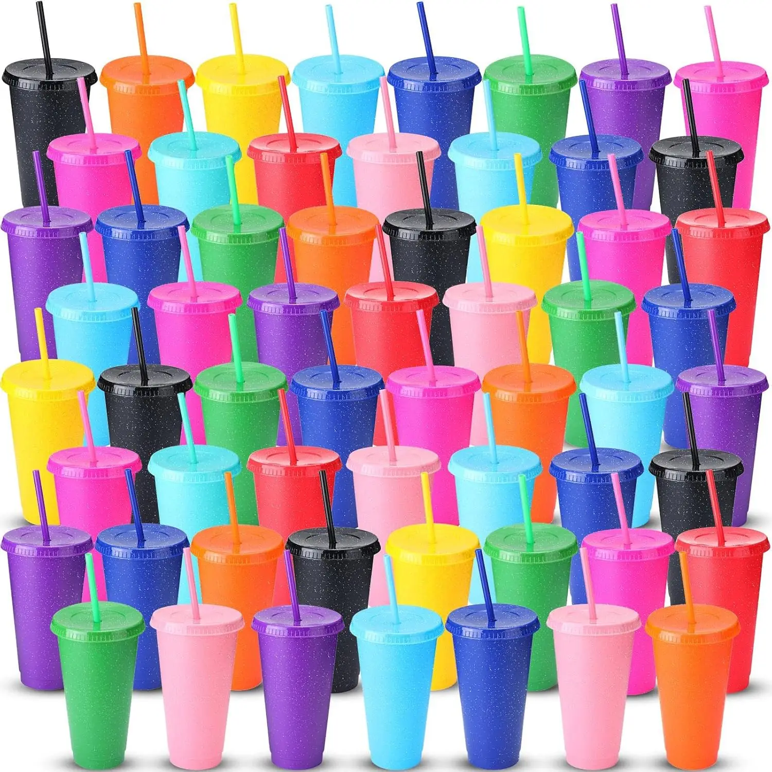 Glitter Reusable Tumbler with Straws and Lids, 24 oz Plastic Cup Bulk, Iced Coffee Cold Drink Travel Mug, Colorful Cups for
Glitter Reusable Tumbler with Straws and Lids, 24 oz Plastic Cup Bulk, Iced Coffee Cold Drink Travel Mug, Colorful Cups for