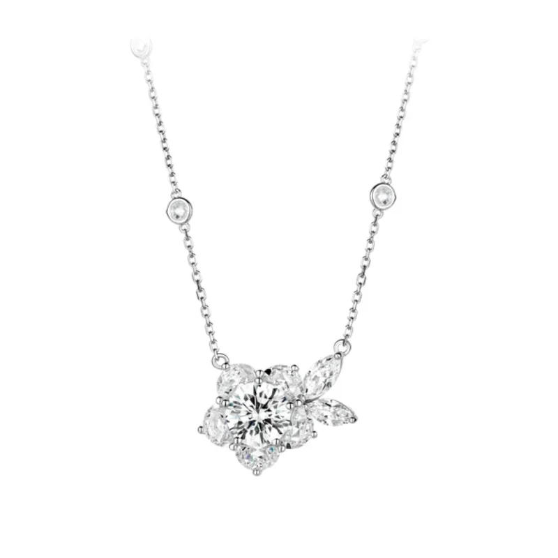 Bellux pendant chain 925 silver synthetic zircon hand-held flower white full diamond five petal flower simple versatile necklace
Bellux pendant chain 925 silver synthetic zircon hand-held flower white full diamond five petal flower simple versatile necklace