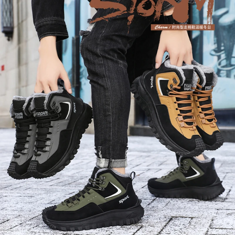 Winter Fleece Lined High Top Snow Boots Warm Casual Cotton Shoes Non Slip Wear Resistant Thick Sole Ankle Boots For Outdoor
Winter Fleece Lined High Top Snow Boots Warm Casual Cotton Shoes Non Slip Wear Resistant Thick Sole Ankle Boots For Outdoor