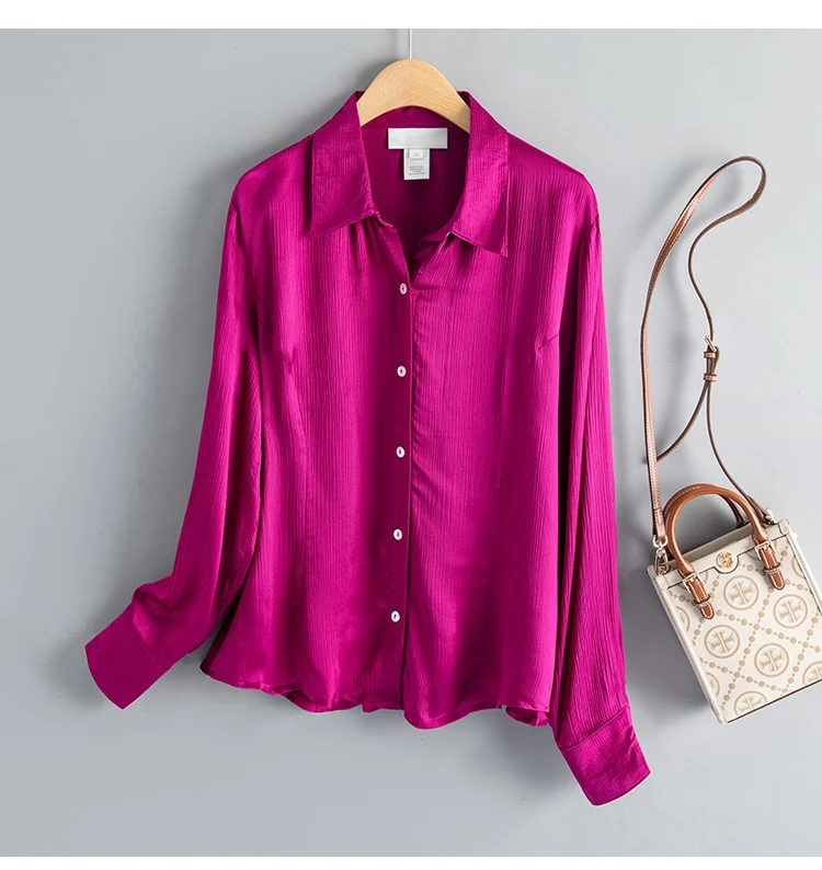 New Silk Long Sleeve Shirt Women's Loose Solid Color
New Silk Long Sleeve Shirt Women's Loose Solid Color