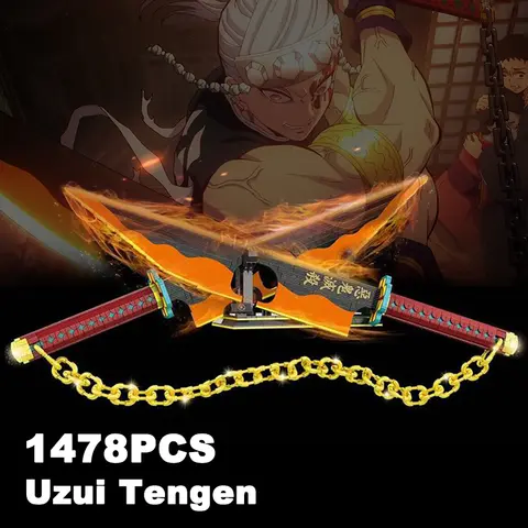 1478PCS Demon Slayer Uzui Tengen Sword Anime Ninja Building Blocks Knife Weapon Toy Katana Model Assemble Bricks Gifts For Kids