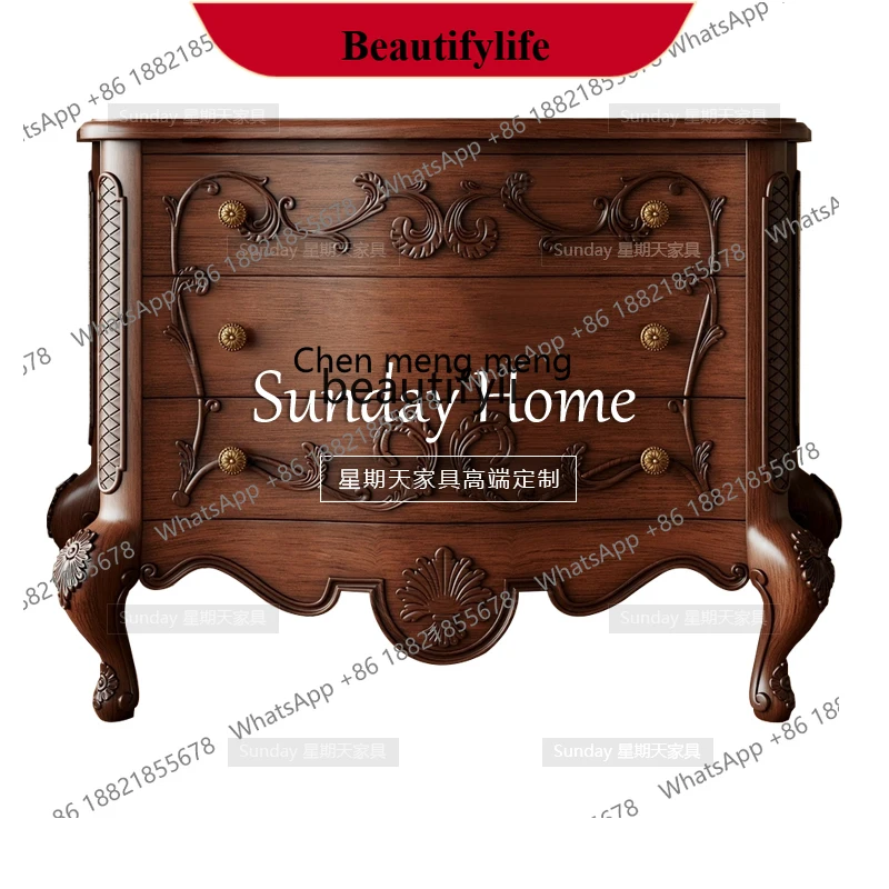 D178 French retro carved chest cabinet antique wood color locker large capacity entrance cabinet
D178 French retro carved chest cabinet antique wood color locker large capacity entrance cabinet