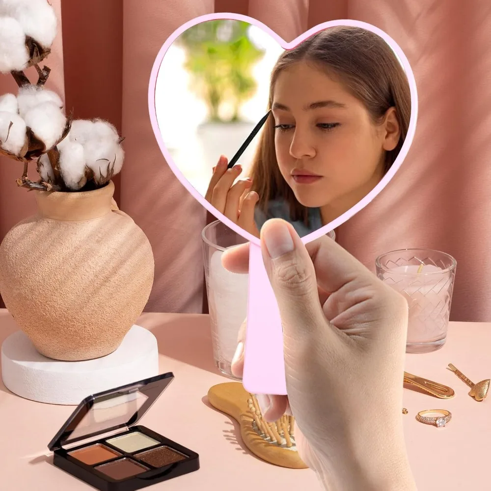 Hand Mirror, 2PCS Heart Shaped Handheld Mirror, with Handle Travel Makeup Decorative with Handle, Mini Cosmetic Mirrors
Hand Mirror, 2PCS Heart Shaped Handheld Mirror, with Handle Travel Makeup Decorative with Handle, Mini Cosmetic Mirrors
