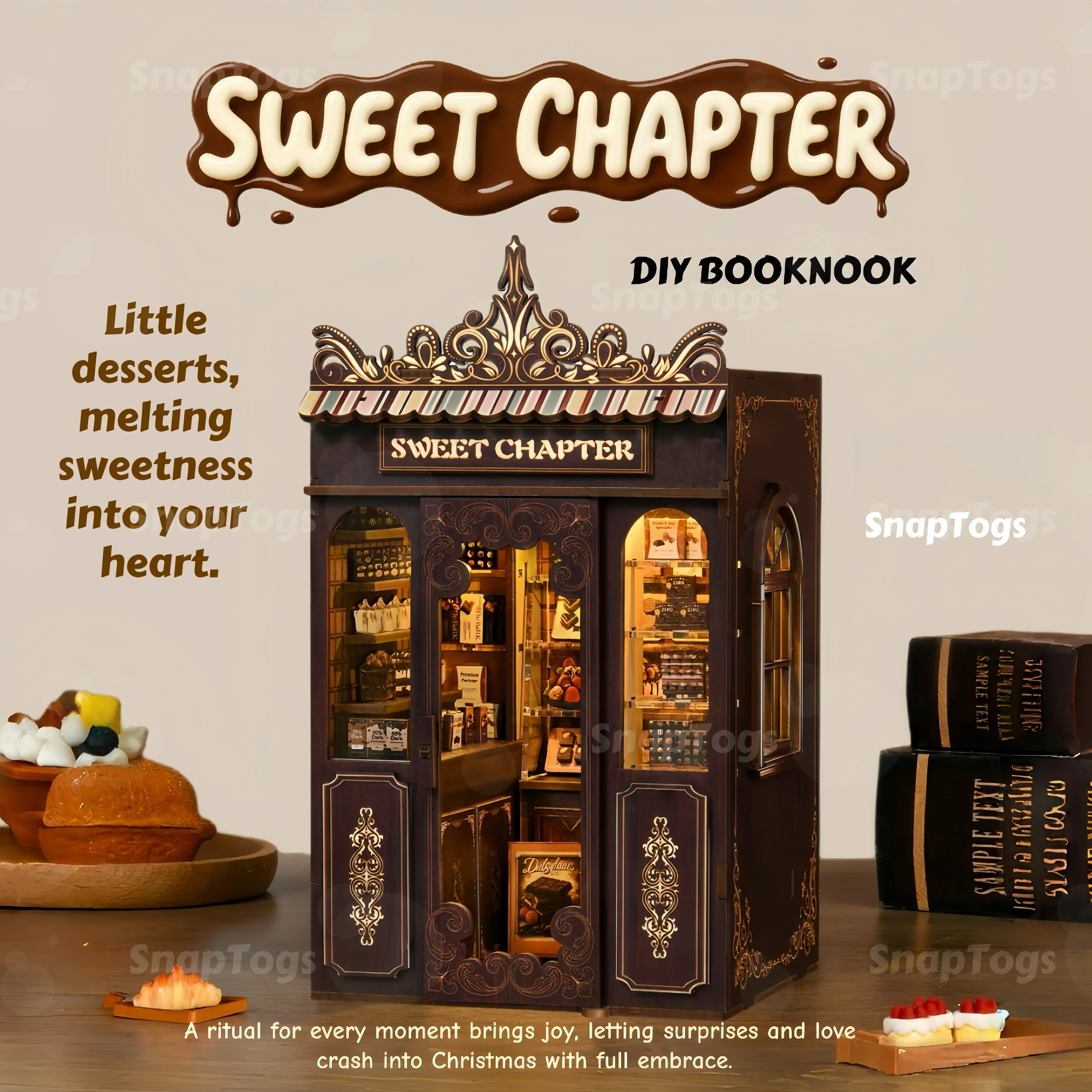 SnapTogs 3D Wooden Puzzle 189PCS Light Up DIY Tiny Booknook Miniature House Roombox Kit Dessert Shop Dollhouse Assembly Gift
SnapTogs 3D Wooden Puzzle 189PCS Light Up DIY Tiny Booknook Miniature House Roombox Kit Dessert Shop Dollhouse Assembly Gift