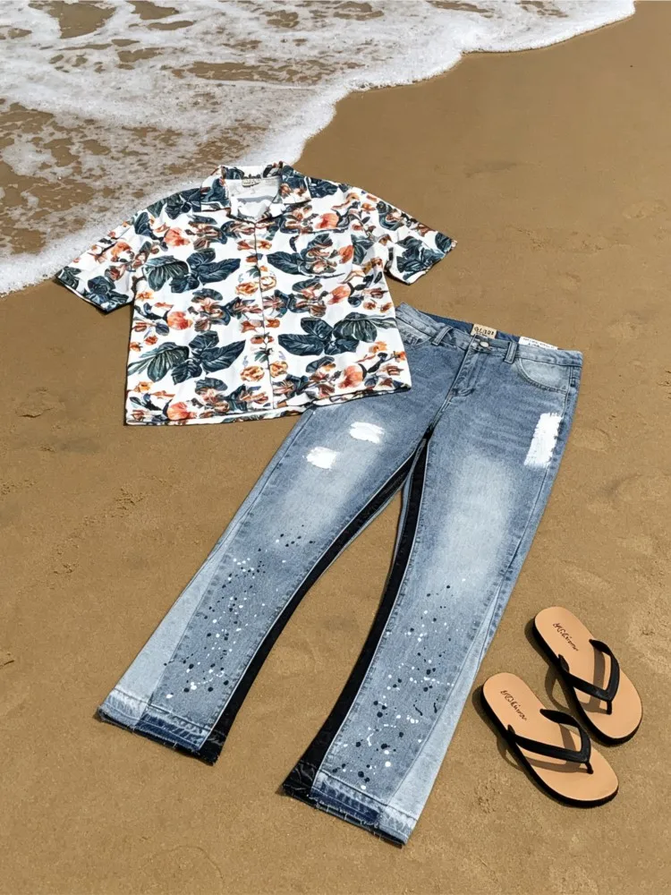 American Retro Washed Letter Spliced Denim Trouser High Street Trendy Brand Couple Loose Straight Micro-Flared Long Trousers Y2K
American Retro Washed Letter Spliced Denim Trouser High Street Trendy Brand Couple Loose Straight Micro-Flared Long Trousers Y2K