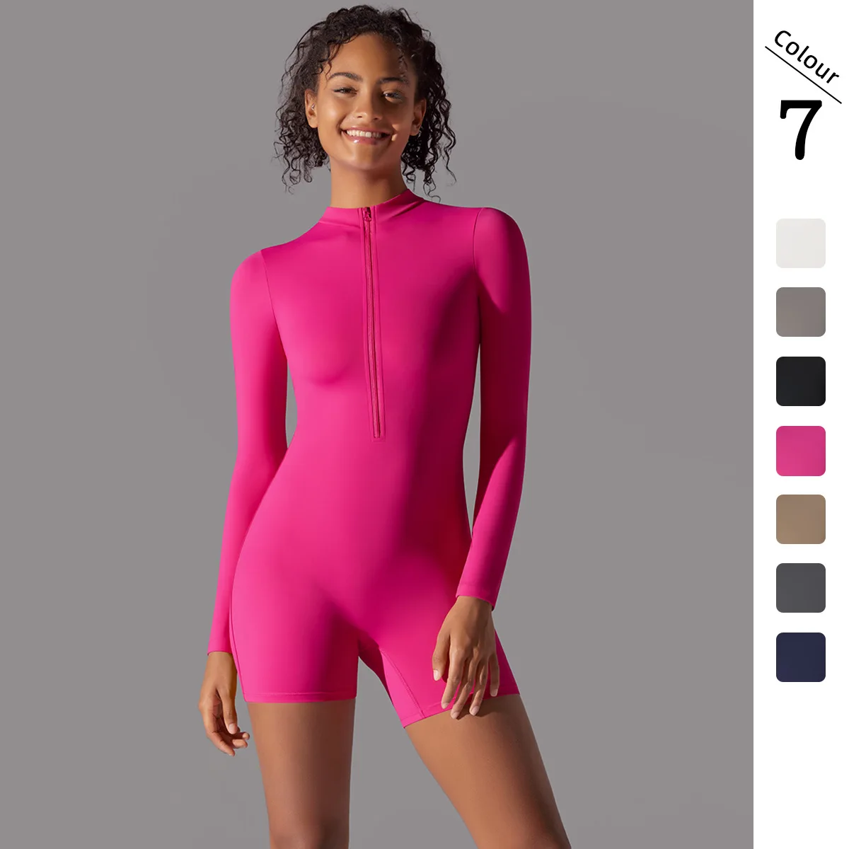 New solid color zipper open collar tight high elastic jumpsuit sports fitness running three-point jumpsuit yoga wear
New solid color zipper open collar tight high elastic jumpsuit sports fitness running three-point jumpsuit yoga wear