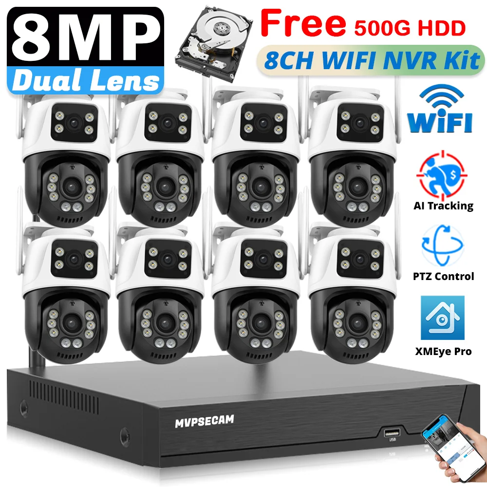 Smart 8CH Wifi Wireless NVR Kit ICSee Outdoor Wifi Security CCTV Cameras 8MP 4K Dual Lens Smart Surveillance CCTV System XMEye
Smart 8CH Wifi Wireless NVR Kit ICSee Outdoor Wifi Security CCTV Cameras 8MP 4K Dual Lens Smart Surveillance CCTV System XMEye
