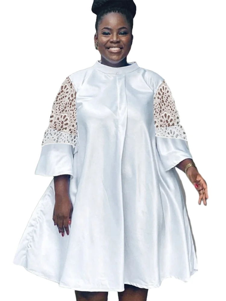 White African Dresses For Women Loose Robe Dashiki Fashion Africa Clothing Flare Sleeve Casual Big Size Hollow Out Lace Dress
White African Dresses For Women Loose Robe Dashiki Fashion Africa Clothing Flare Sleeve Casual Big Size Hollow Out Lace Dress