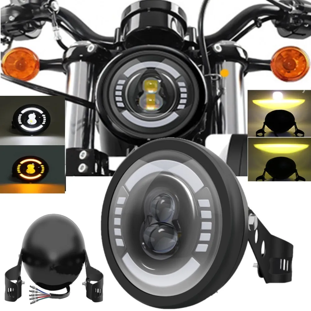 Motorcycle LED Headlight,External 5.75 Inch Round DRLs High Low Beam Light Kit for Harley Sportster Cafe Racer Honda Yamaha Suzu
Motorcycle LED Headlight,External 5.75 Inch Round DRLs High Low Beam Light Kit for Harley Sportster Cafe Racer Honda Yamaha Suzu
