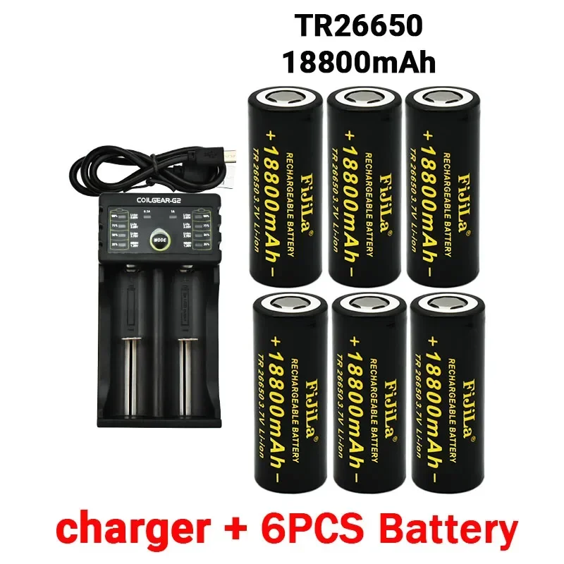 26650 3.7V 18800mAh Battery High Capacity 26650 50A Power Battery Lithium Ion Rechargeable Battery for Toy Flashlight+charger
26650 3.7V 18800mAh Battery High Capacity 26650 50A Power Battery Lithium Ion Rechargeable Battery for Toy Flashlight+charger