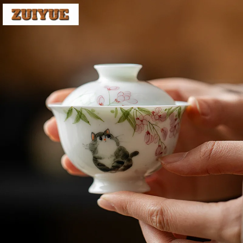 85ml Hand Drawn Puppet Cat Gaiwan Vintage Tea Tureen Tea Bowl With Lid Kit Tea Maker Cover Bowl Tea Services Accessories Craft
85ml Hand Drawn Puppet Cat Gaiwan Vintage Tea Tureen Tea Bowl With Lid Kit Tea Maker Cover Bowl Tea Services Accessories Craft
