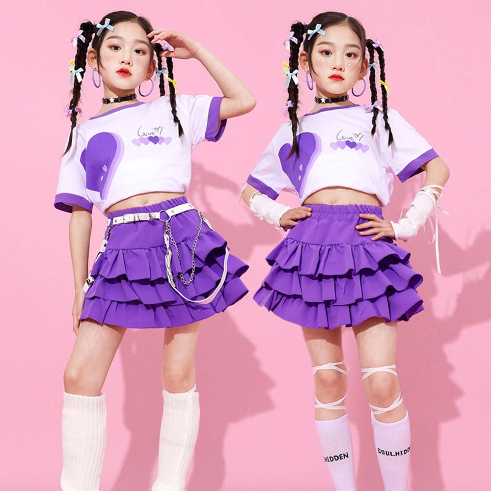 Girls Fashion Clothes Jazz Kids Kpop Stage Wear Hip Hop Runway Show Performance Costume Purple Skirt White Tops Summer AMY397
Girls Fashion Clothes Jazz Kids Kpop Stage Wear Hip Hop Runway Show Performance Costume Purple Skirt White Tops Summer AMY397