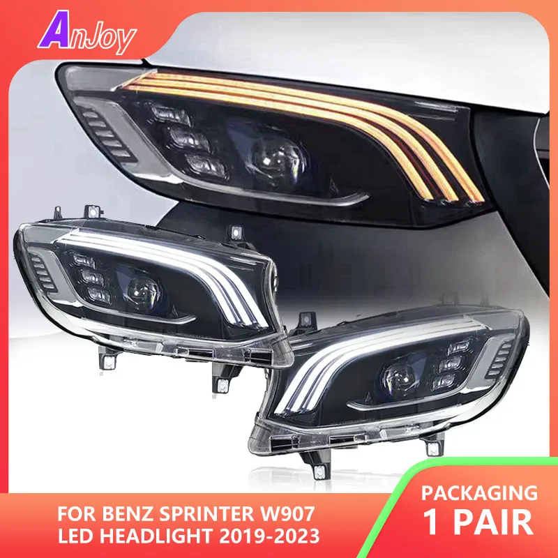 Автоматическая фара для Benz Sprinter W907, светодиодная фара 2019-2023, модифицированная передняя светодиодная сигнальная лампа DRL, автомобильные аксессуары
Автоматическая фара для Benz Sprinter W907, светодиодная фара 2019-2023, модифицированная передняя светодиодная сигнальная лампа DRL, автомобильные аксессуары