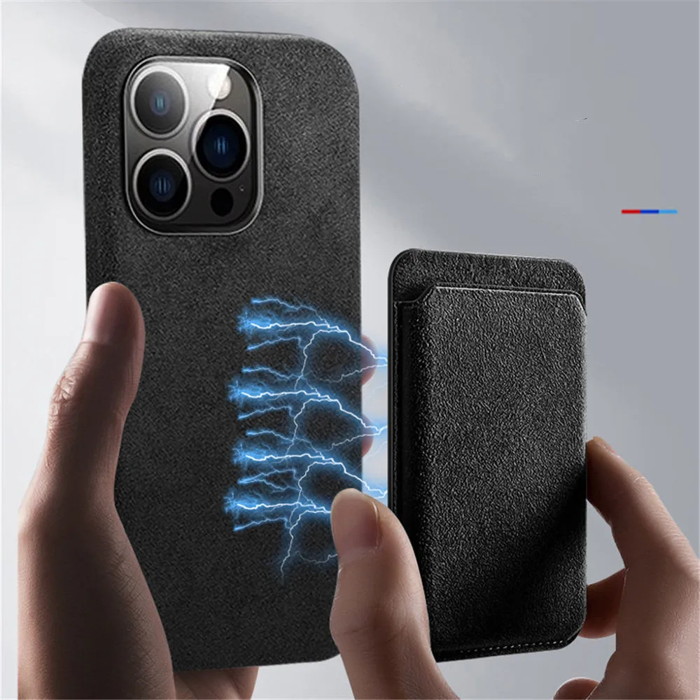 Magnetic Alcantara Leather Card Wallet for iPhone Samsung Universal Wireless Charging Cover
Magnetic Alcantara Leather Card Wallet for iPhone Samsung Universal Wireless Charging Cover
