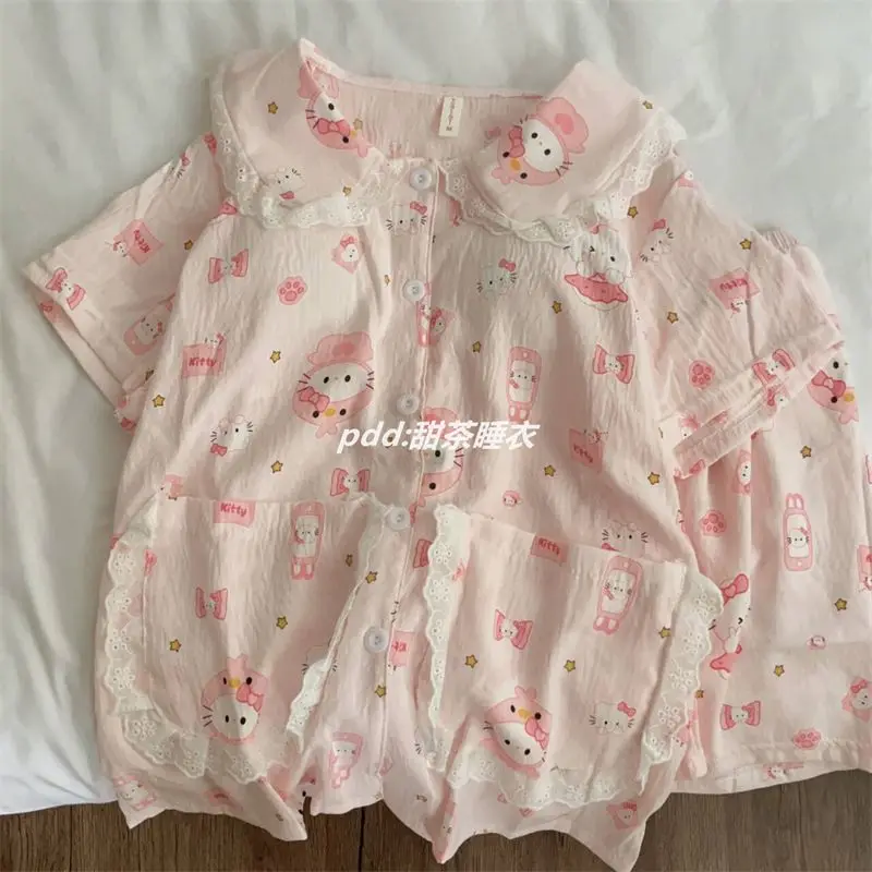Летняя Пижама Sanrio с Hello Kitty, милые домашние удобные шорты с рукавом, комплект из двух предметов, детские игрушки
Летняя Пижама Sanrio с Hello Kitty, милые домашние удобные шорты с рукавом, комплект из двух предметов, детские игрушки