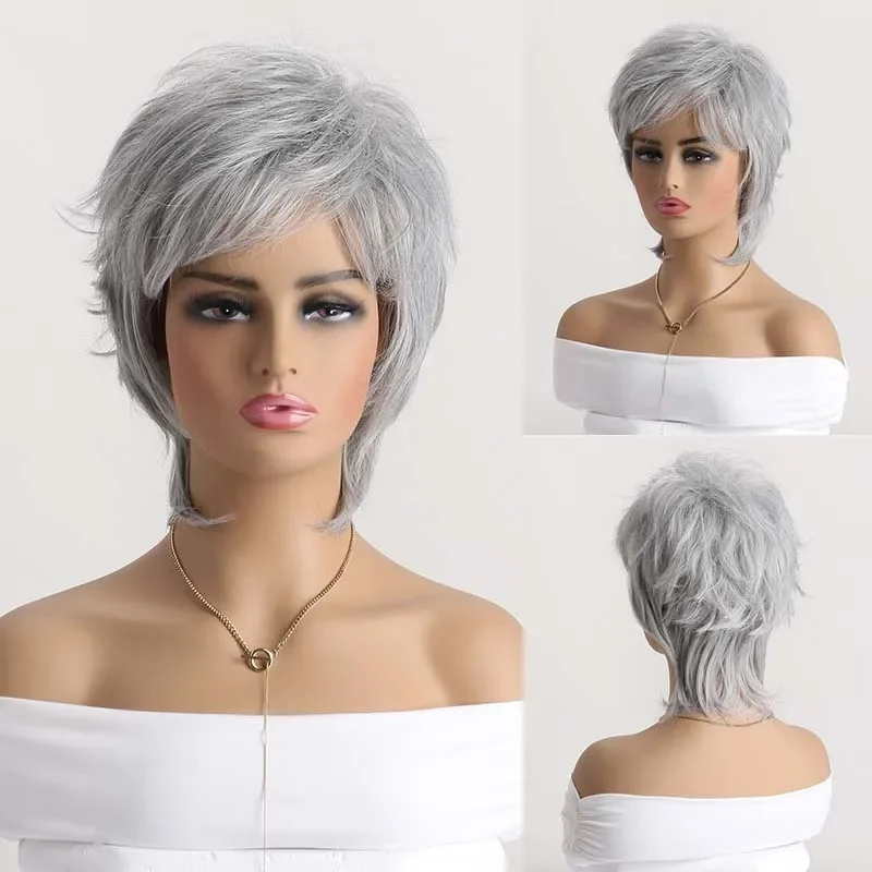 Women's Short Synthetic Brown Wigs Curly Wavy Silver Gray Hair Costume Party Wigs for Woman Fluffy Wig
Women's Short Synthetic Brown Wigs Curly Wavy Silver Gray Hair Costume Party Wigs for Woman Fluffy Wig