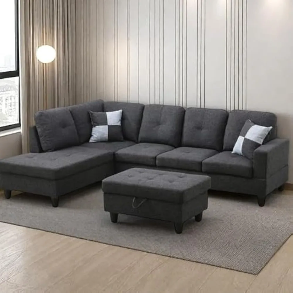 L Shaped Couch Sectional Couches for Living Room Upholstered Linen 3 Pieces Modular Sectional Sofa with Chaise, Ottoman with Sto
L Shaped Couch Sectional Couches for Living Room Upholstered Linen 3 Pieces Modular Sectional Sofa with Chaise, Ottoman with Sto