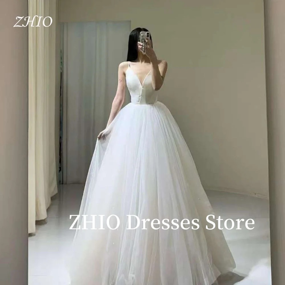 ZHIO Princess Wedding Dresses A-Line Spaghetti Strap Korea Photo Shoot Floor Length Bridal Gowns Corset Customized Elegant 웨딩드레스
ZHIO Princess Wedding Dresses A-Line Spaghetti Strap Korea Photo Shoot Floor Length Bridal Gowns Corset Customized Elegant 웨딩드레스