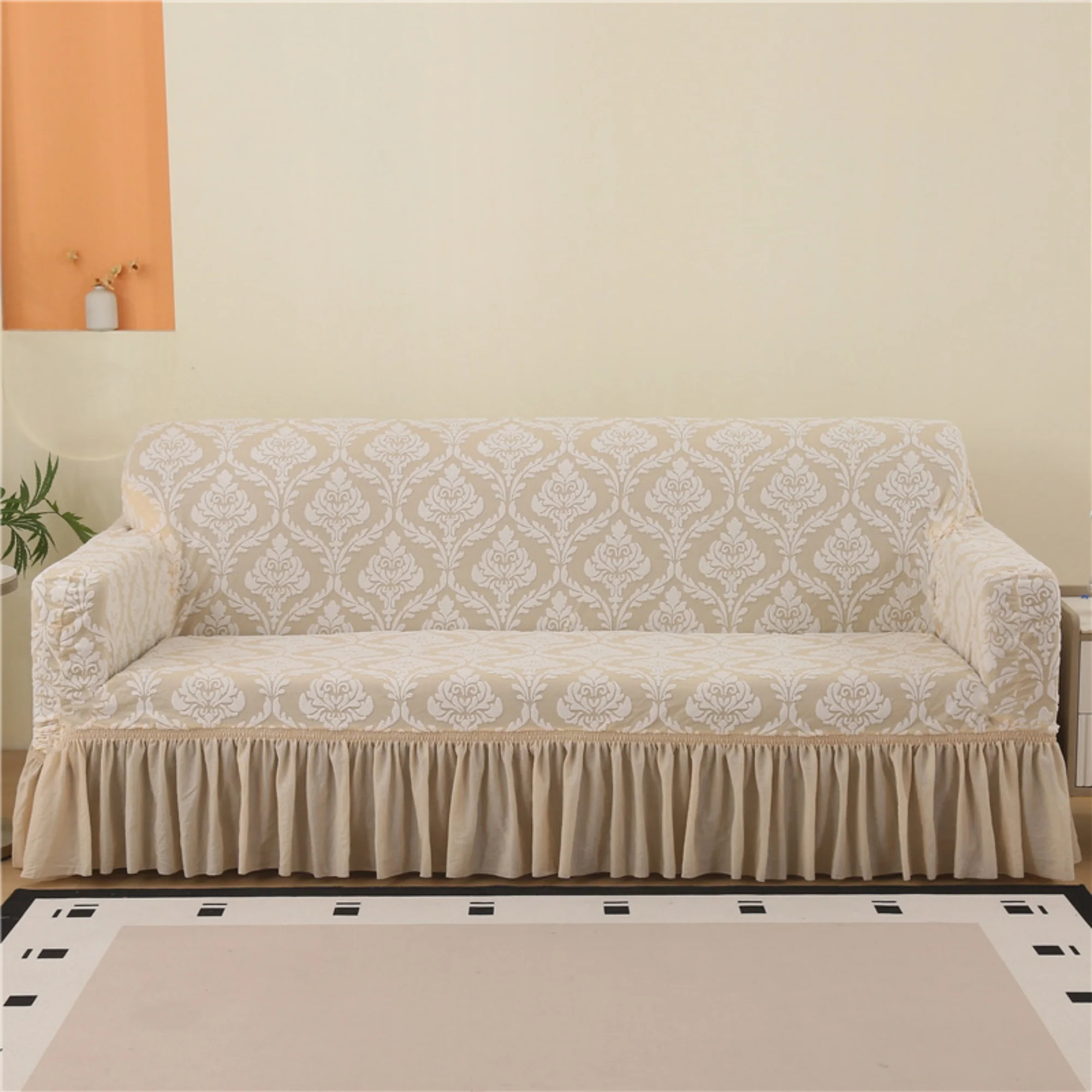 European Elegant Cationic Jacquard Sofa Cover, Elastic Fabric, Ruffled Hem, Soft & Comfortable for Living Room & Hotel
European Elegant Cationic Jacquard Sofa Cover, Elastic Fabric, Ruffled Hem, Soft & Comfortable for Living Room & Hotel