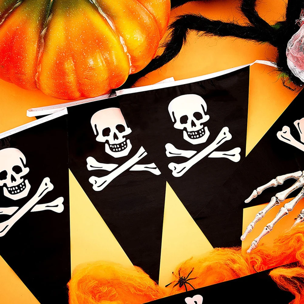Skull Flag String Triangle Pirate Banner Halloween Party Supplies Durable PE Material Festive Atmosphere Creepy RoomHaunted
Skull Flag String Triangle Pirate Banner Halloween Party Supplies Durable PE Material Festive Atmosphere Creepy RoomHaunted