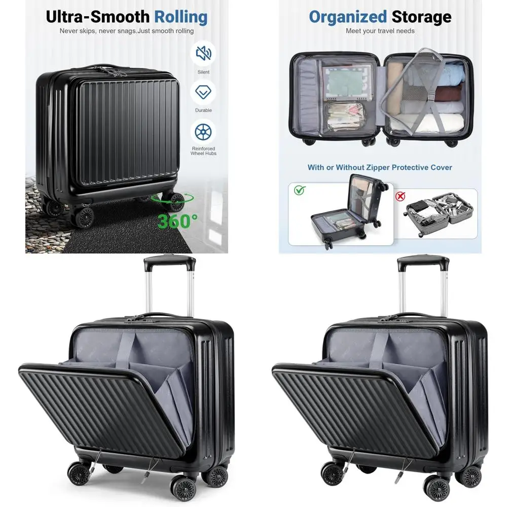 16. Чемодан для ручной клади с твердым корпусом, одобренным авиакомпанией, с замком TSA и передним карманом, черный
16. Чемодан для ручной клади с твердым корпусом, одобренным авиакомпанией, с замком TSA и передним карманом, черный