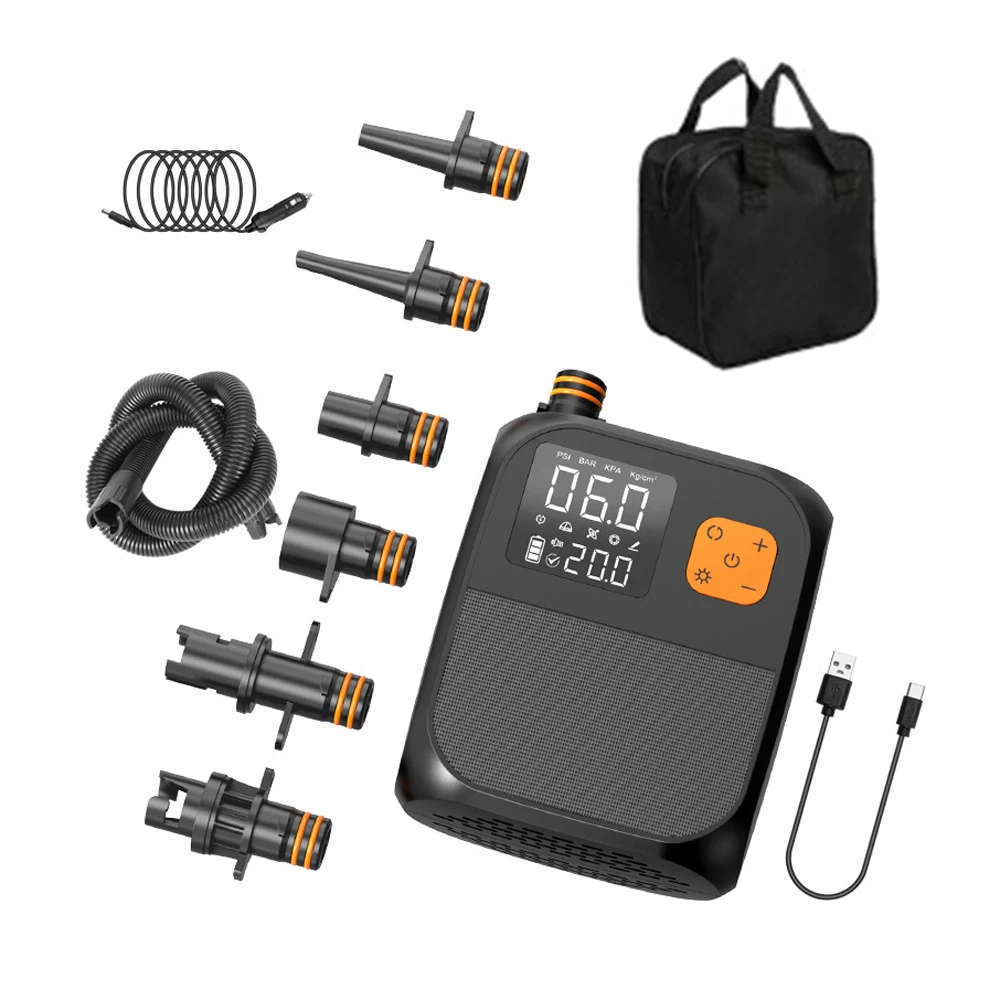 Portable Paddle Board Pump 25PSI High Pressure Electric Air Compressor Pump Power Bank with 6 Nozzles and LED Light for Inflatab
Portable Paddle Board Pump 25PSI High Pressure Electric Air Compressor Pump Power Bank with 6 Nozzles and LED Light for Inflatab