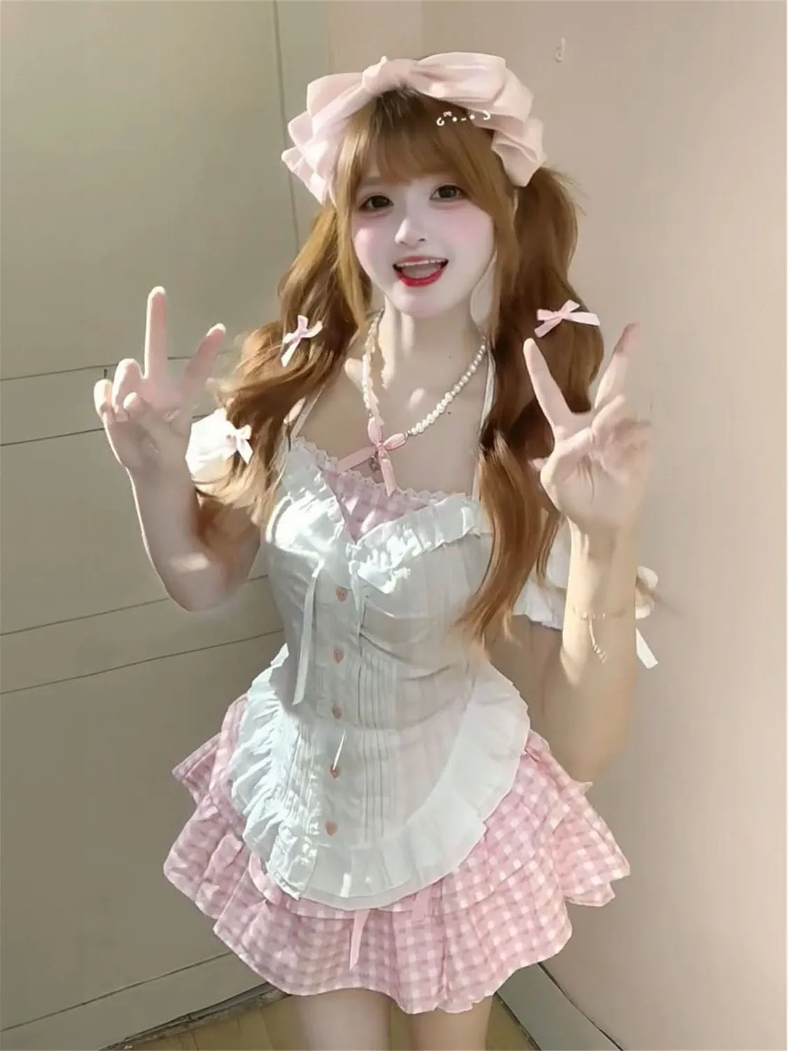 Sweet Summer Japanese Sle Bubble Sve Slim Fit irt And Plaid Puffy f Skirt Two Piece Set for Young Women
Sweet Summer Japanese Sle Bubble Sve Slim Fit irt And Plaid Puffy f Skirt Two Piece Set for Young Women