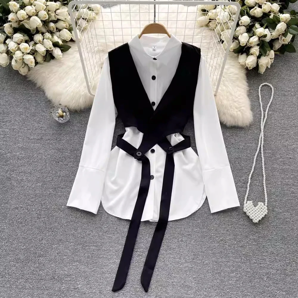 SALIENCY Irregular Vest Shirt Two-piece Set for Women Spring Summer Casual Long Sleeved Top Elegant SP20252122
SALIENCY Irregular Vest Shirt Two-piece Set for Women Spring Summer Casual Long Sleeved Top Elegant SP20252122