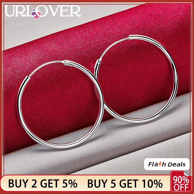 URLOVER 925 Sterling Silver 35mm Smooth Round Circle Hoop Earrings For Women Party Engagement Wedding Fashion Charm Jewelry Gift
URLOVER 925 Sterling Silver 35mm Smooth Round Circle Hoop Earrings For Women Party Engagement Wedding Fashion Charm Jewelry Gift