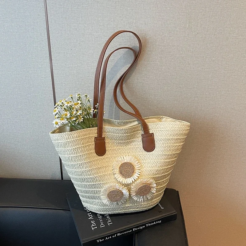 Fabric Solid Flowers Shoulder Bags Summer Beach Ladies Bags 2025 High Quality Sewing Versatile Large Capacity Handbags
Fabric Solid Flowers Shoulder Bags Summer Beach Ladies Bags 2025 High Quality Sewing Versatile Large Capacity Handbags