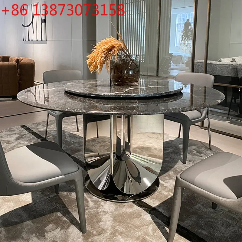 2026 new Italian light luxury round rock slab high-end dining table high-end dining table round turntable
2026 new Italian light luxury round rock slab high-end dining table high-end dining table round turntable
