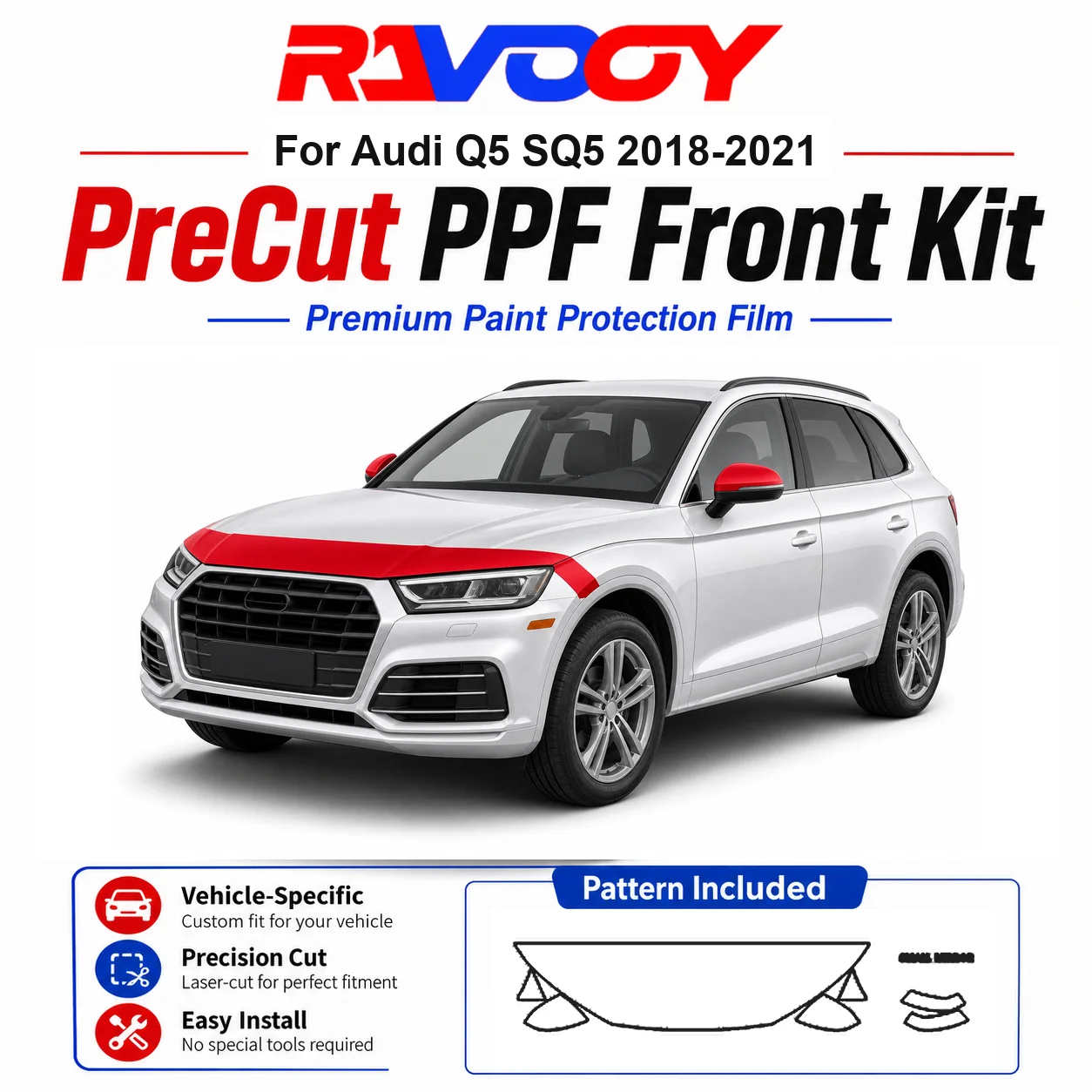 8.5mil TPU Precut PPF Kit For Audi Q5 SQ5 2018-2021 - Hood, Fenders & Mirror Set - Self-Healing Clear Bra Film
8.5mil TPU Precut PPF Kit For Audi Q5 SQ5 2018-2021 - Hood, Fenders & Mirror Set - Self-Healing Clear Bra Film
