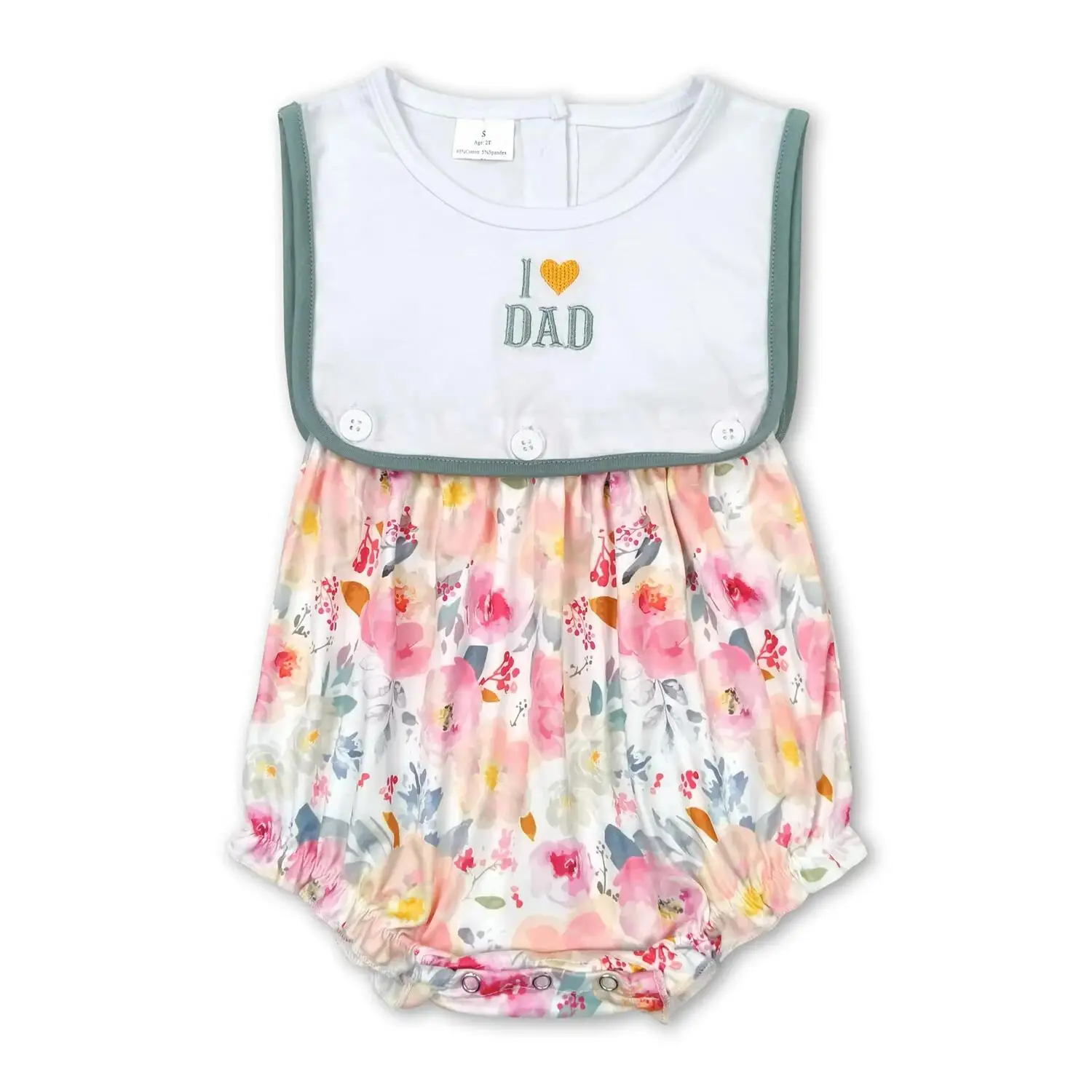Floral Baby Girls Romper 'I Love Dad' Design Summer Sleeveless Infant Outfit for Little Girls
Floral Baby Girls Romper 'I Love Dad' Design Summer Sleeveless Infant Outfit for Little Girls