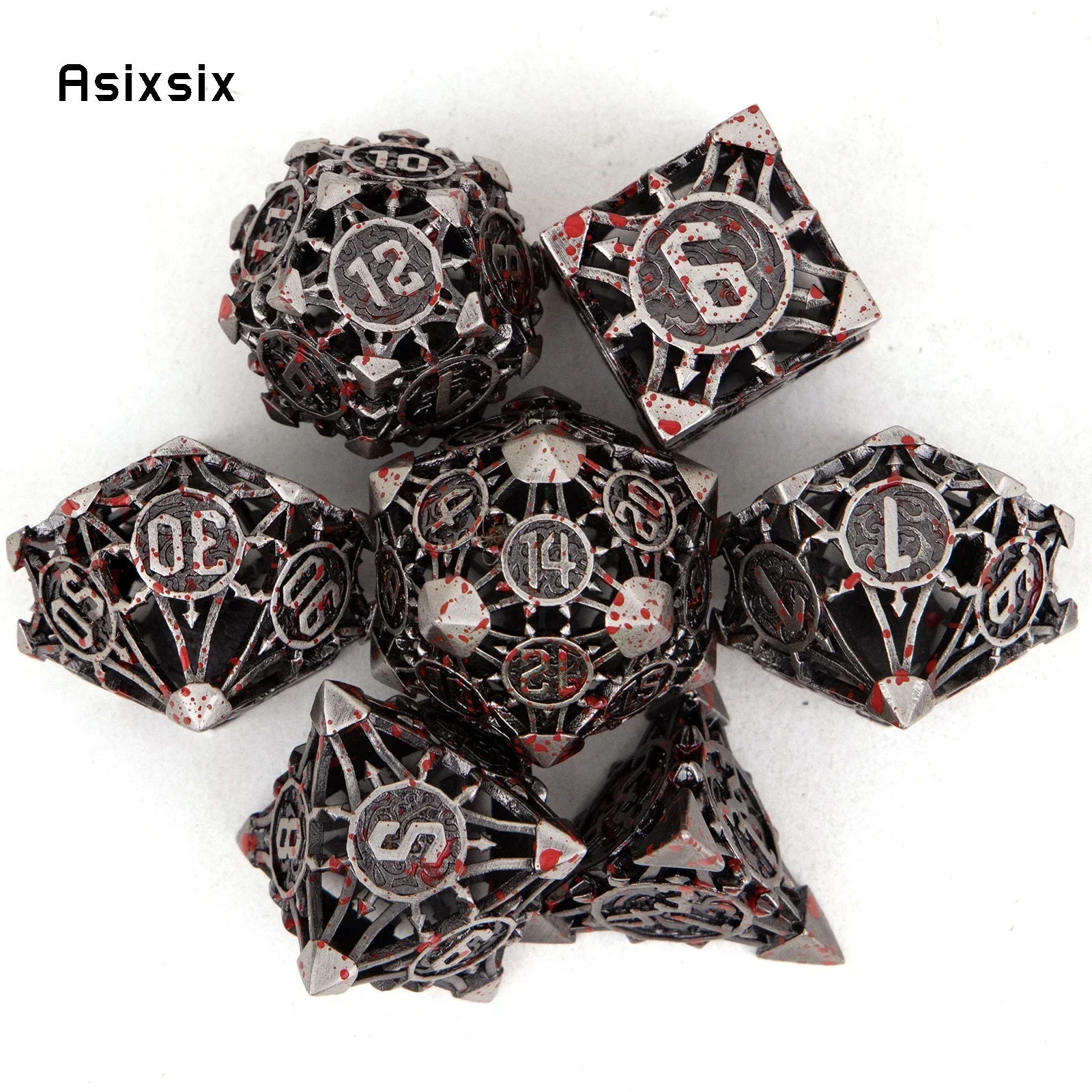 7 Pcs Silver Red Metal Dice Hollow Metal Polyhedral Dice Set Suitable For Role-Playing Game
7 Pcs Silver Red Metal Dice Hollow Metal Polyhedral Dice Set Suitable For Role-Playing Game