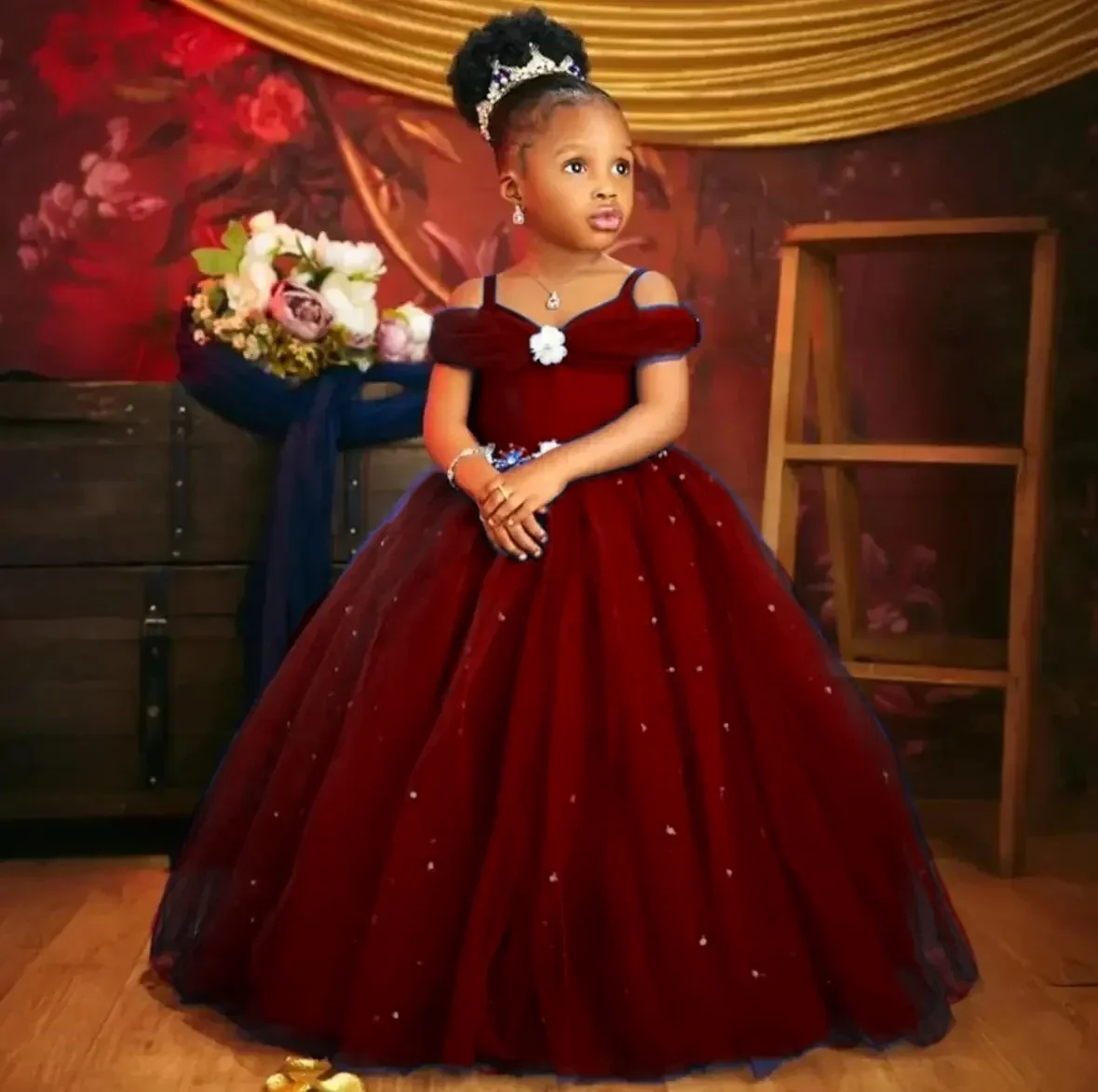 Flower Girl DressesWine Red Flower Girl Dresses For Wedding Tulle Beading Pearls Puffy Off Shoulder Kids Birthday First Communio
Flower Girl DressesWine Red Flower Girl Dresses For Wedding Tulle Beading Pearls Puffy Off Shoulder Kids Birthday First Communio