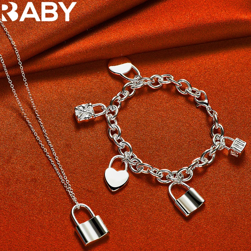 URBABY 925 Sterling Silver Five Lock Chain Bracelet Necklace For Women Fashion Jewelry Set Charms Accessories Engagement Gift
URBABY 925 Sterling Silver Five Lock Chain Bracelet Necklace For Women Fashion Jewelry Set Charms Accessories Engagement Gift