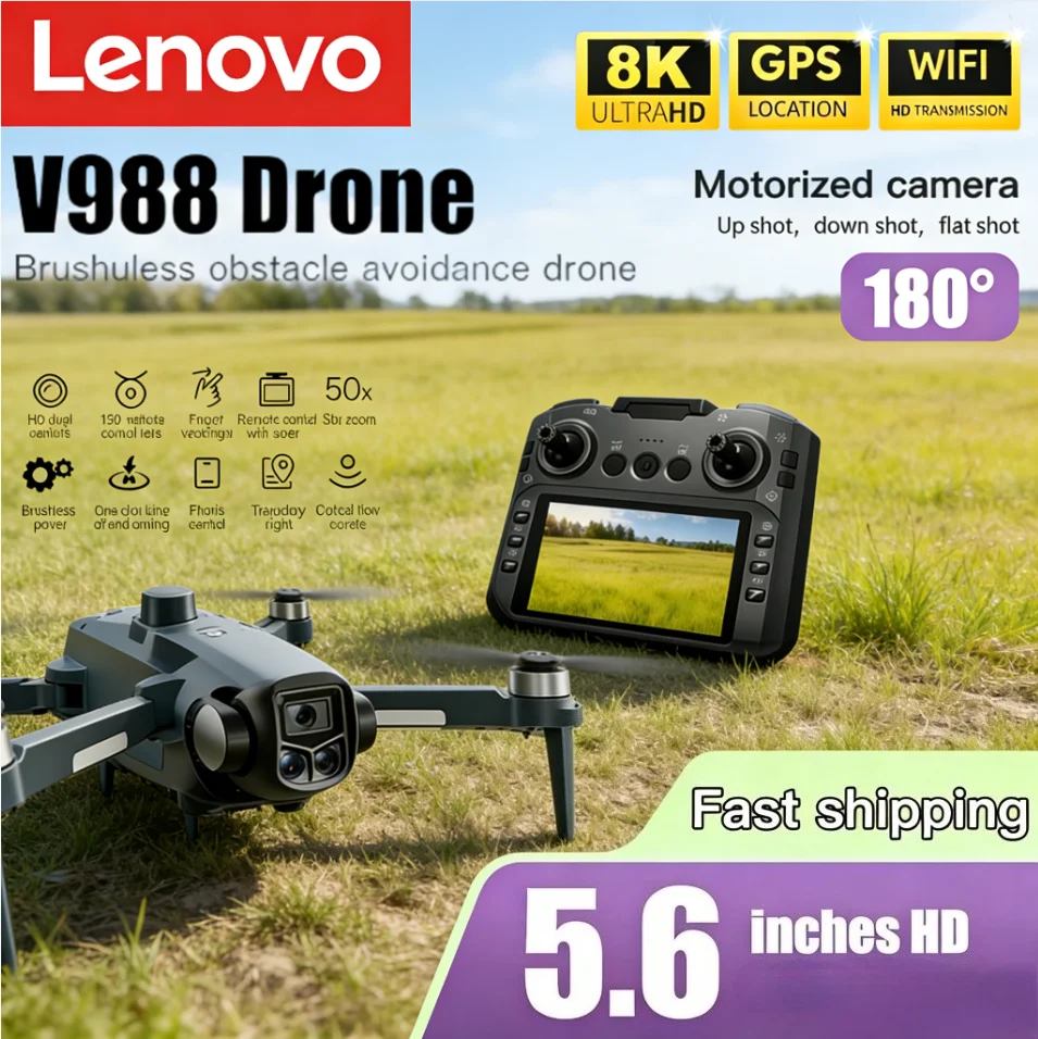 Lenovo V988 Drone Professional 8K HD Dual Camera Remote control with 5G WIFI large screen FPV Foldable Quadcopter RC Dron
Lenovo V988 Drone Professional 8K HD Dual Camera Remote control with 5G WIFI large screen FPV Foldable Quadcopter RC Dron