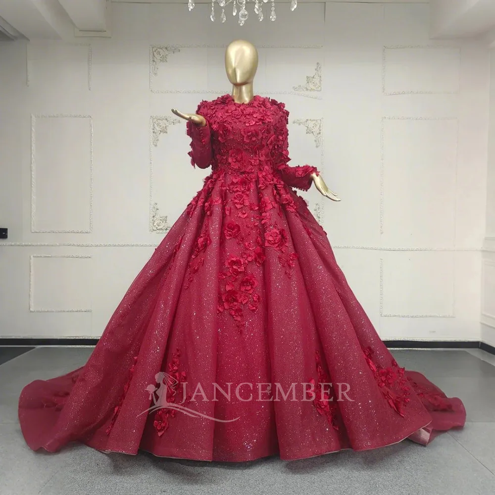 Customized Red Quinceanera Dress Ball Gown Floral Applique Beading Long Sleeves Corset Sweet 16 Vestido De 15 Anos
Customized Red Quinceanera Dress Ball Gown Floral Applique Beading Long Sleeves Corset Sweet 16 Vestido De 15 Anos
