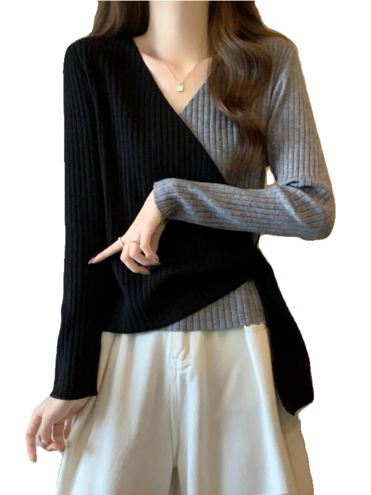 plus Size V-Ne Knitted Base irt Women's Early Autumn Inner Wear Slimming Belly Cover Trendy Asymmetrical Top
plus Size V-Ne Knitted Base irt Women's Early Autumn Inner Wear Slimming Belly Cover Trendy Asymmetrical Top